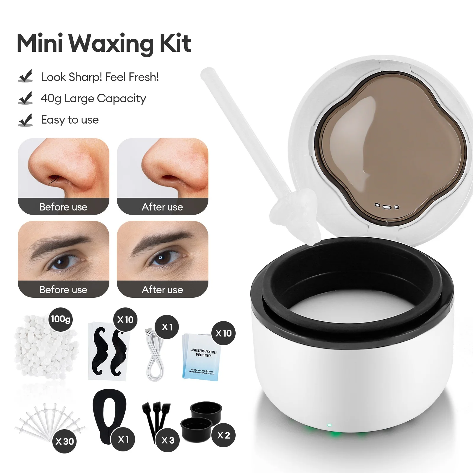 Mini Wax Heater Machine 40g Silicone Bowl Wax Warmer Nose Ear Hair Removal Waxing Kit Wax Bean Wax Heating Melting Pot Melter
Mini Wax Heater Machine 40g Silicone Bowl Wax Warmer Nose Ear Hair Removal Waxing Kit Wax Bean Wax Heating Melting Pot Melter