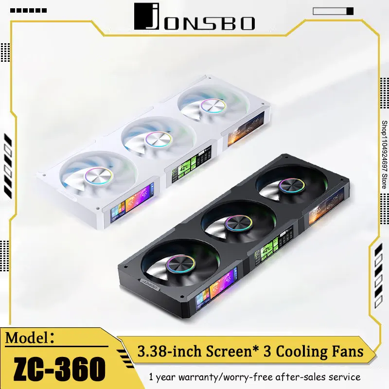 JONSBO ZC-360 Screen Display Case Fan 5V ARGB Shenguang Synchronous Desktop Computer Host Connected Fan Dual Ball Bearing White 
JONSBO ZC-360 Screen Display Case Fan 5V ARGB Shenguang Synchronous Desktop Computer Host Connected Fan Dual Ball Bearing White