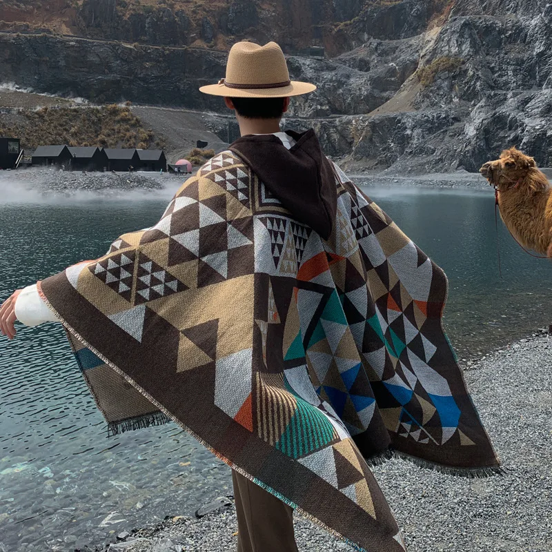 Men's Geometric Style Ethnic Trend Shawl Outdoor Travel Warm and Windproof Cloak Shawl Cloak Autumn and Winter Photography P6
Men's Geometric Style Ethnic Trend Shawl Outdoor Travel Warm and Windproof Cloak Shawl Cloak Autumn and Winter Photography P6