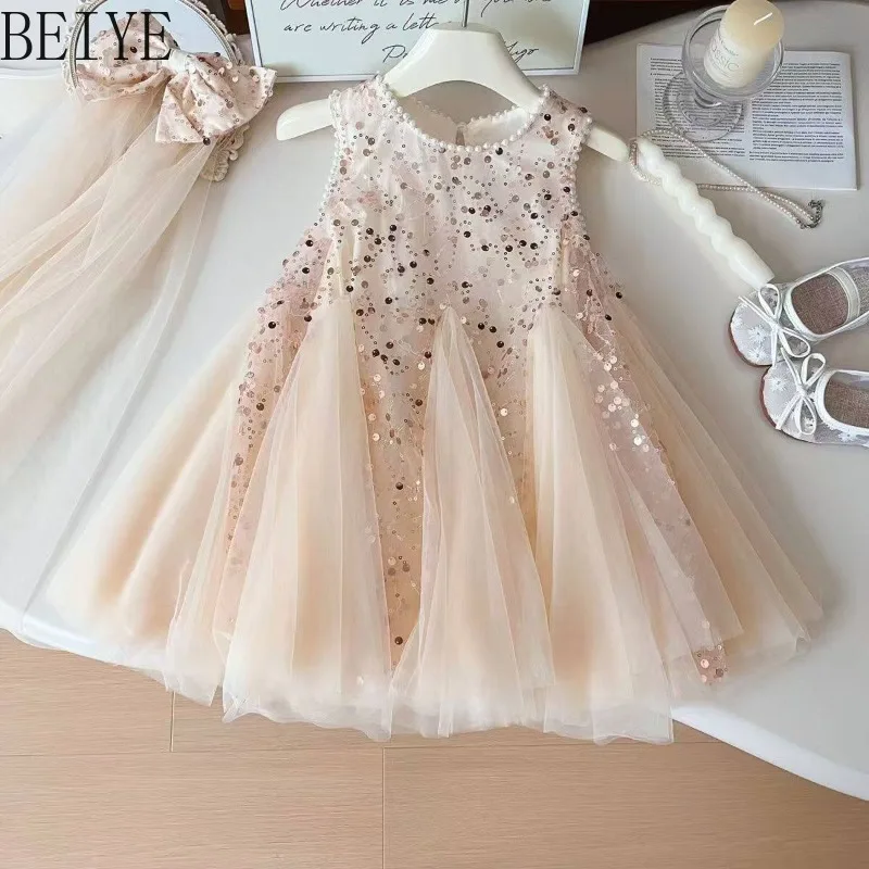 Little Girl Mesh Fishtail Tutu Dress Summer New Sweet Sequined Vest Dress Children Sleeveless Wedding Party Dress with Veil
Little Girl Mesh Fishtail Tutu Dress Summer New Sweet Sequined Vest Dress Children Sleeveless Wedding Party Dress with Veil