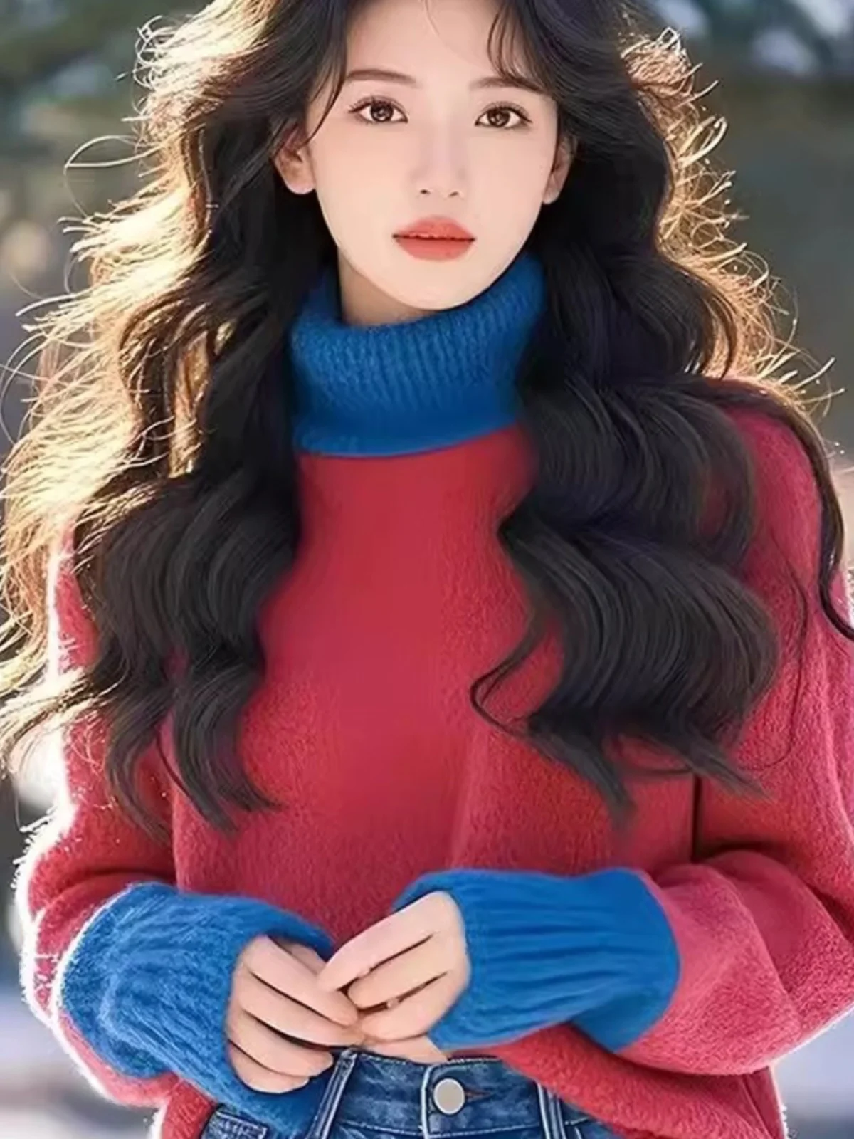 Red Color Block High Neck Women's Knitwear Soft Cozy Autumn Winter Lazy Style Design Sensation Base Layer Sweater Top
Red Color Block High Neck Women's Knitwear Soft Cozy Autumn Winter Lazy Style Design Sensation Base Layer Sweater Top