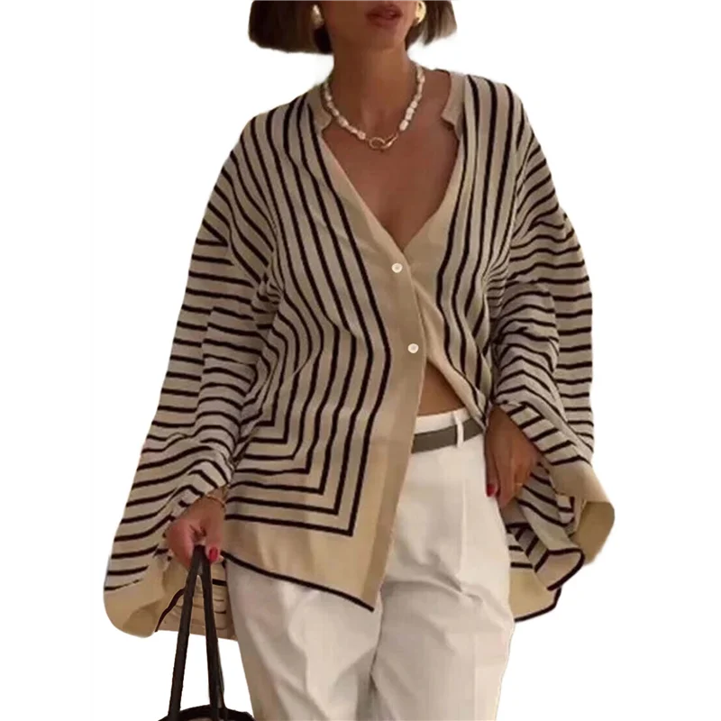 ASDS-Women's Striped Button Down Shirts Casual Loose Long Sleeve Stylish Stand Collar Blouses Tops
ASDS-Women's Striped Button Down Shirts Casual Loose Long Sleeve Stylish Stand Collar Blouses Tops