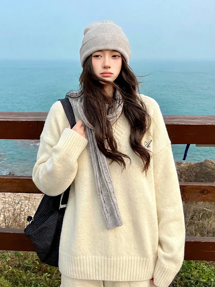 Loose Long Sve Knitted Sweater Women Early Spring Soft Fluffy V-Ne Oversize Slimming Base Layer Top Casual Sle
Loose Long Sve Knitted Sweater Women Early Spring Soft Fluffy V-Ne Oversize Slimming Base Layer Top Casual Sle