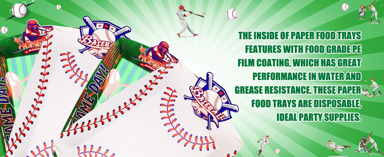150Pcs Baseball Party Supplies 50PCS Paper Food Tray &100PCS Hamburger Paper for Baseballs Theme Baby Shower Birthday Parties
150Pcs Baseball Party Supplies 50PCS Paper Food Tray &100PCS Hamburger Paper for Baseballs Theme Baby Shower Birthday Parties