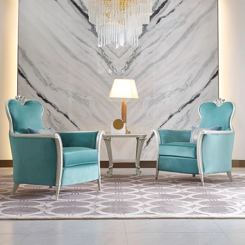 Solid wood carving flower leather single sofa chair European villa leisure master chair
Solid wood carving flower leather single sofa chair European villa leisure master chair