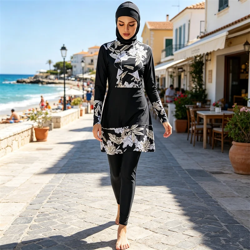 3pcs Modest Burkini Women Muslim Swimwear Print Hijab Tops Pants Swimsuit Islamic Robe Conservative Bathing Suit Maillot De Bain
3pcs Modest Burkini Women Muslim Swimwear Print Hijab Tops Pants Swimsuit Islamic Robe Conservative Bathing Suit Maillot De Bain