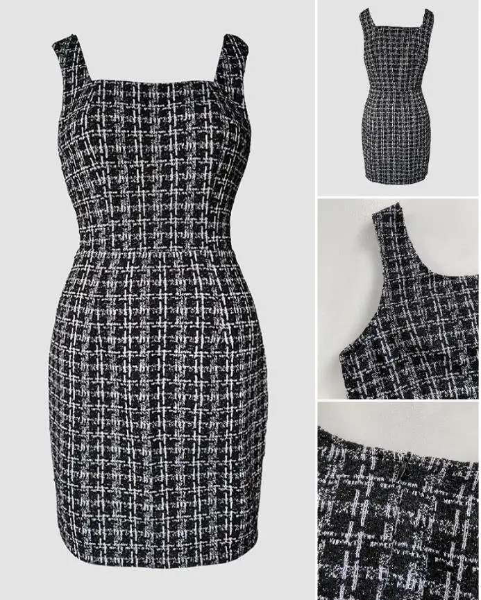 Women's Dress Fashion 2025 French Style Vintage Square Neck Thick Strap Zipper Back Tweed Dress Slim Fit Suspender Dress
Women's Dress Fashion 2025 French Style Vintage Square Neck Thick Strap Zipper Back Tweed Dress Slim Fit Suspender Dress