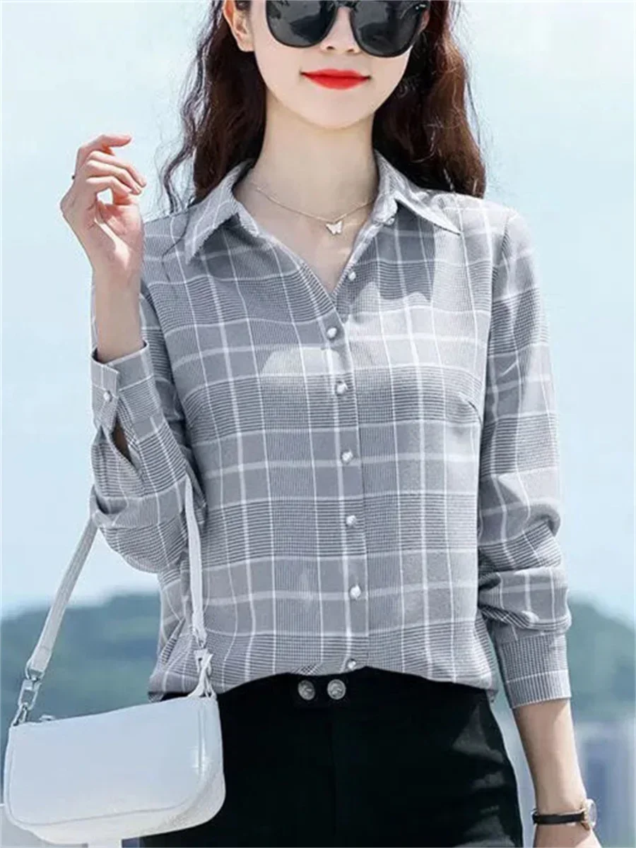 Women Spring Autumn Style Blouses Shirts Lady Casual Long Sleeve Turn-down Collar Plaid Printed Blusas Tops DF4712
Women Spring Autumn Style Blouses Shirts Lady Casual Long Sleeve Turn-down Collar Plaid Printed Blusas Tops DF4712
