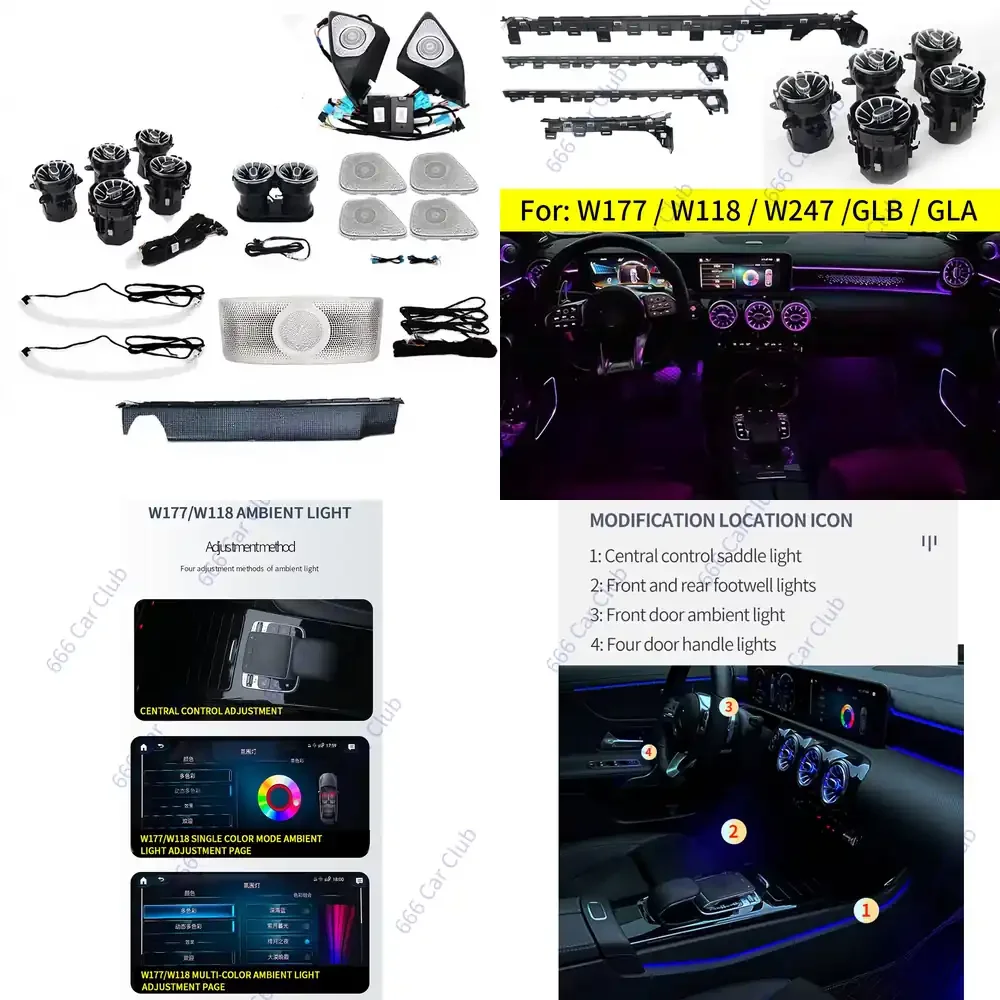 64 Colors Ambient Light for W177 W118 W247 A Class B Class CLA GLA GLB RGB LED Air Vent Car Door Seat
64 Colors Ambient Light for W177 W118 W247 A Class B Class CLA GLA GLB RGB LED Air Vent Car Door Seat
