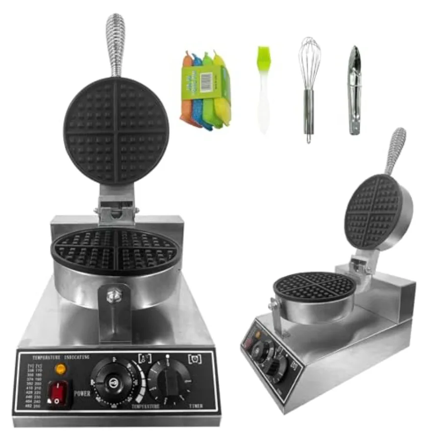 Commercial Waffle Maker 1200W Stainless Steel Nonstick Round Waffle Iron with 122 to 572 Temp Range Time Control for Household
Commercial Waffle Maker 1200W Stainless Steel Nonstick Round Waffle Iron with 122 to 572 Temp Range Time Control for Household