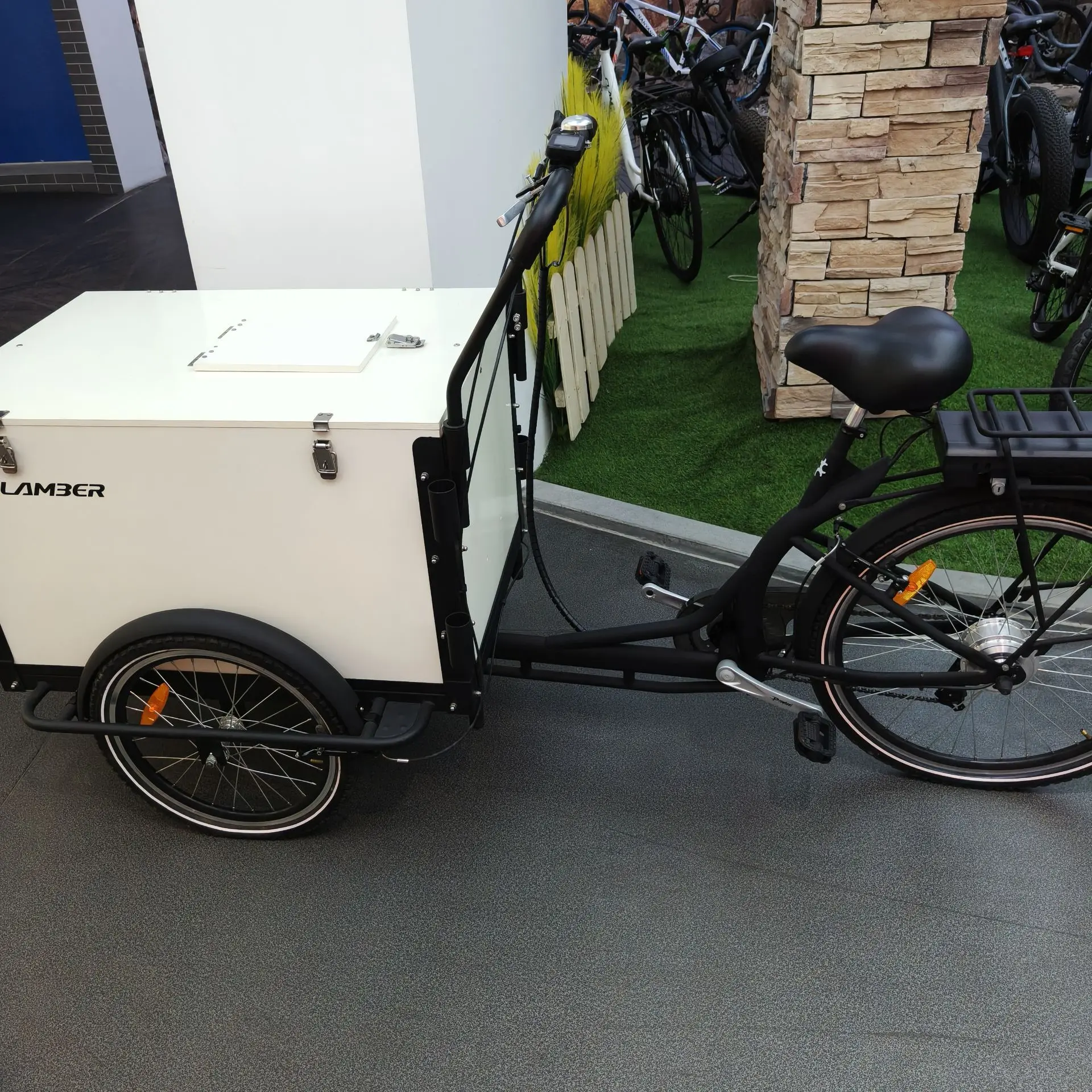 7 Speed 3 Wheeled Cargo Tricycle with Front Steel Loading Container Hot for Cafe and Pizza Delivery