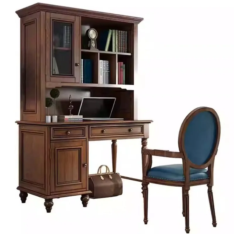 American rural solid wood desk bookshelf combination cabinet ash wood simple modern learning writing desk 
American rural solid wood desk bookshelf combination cabinet ash wood simple modern learning writing desk