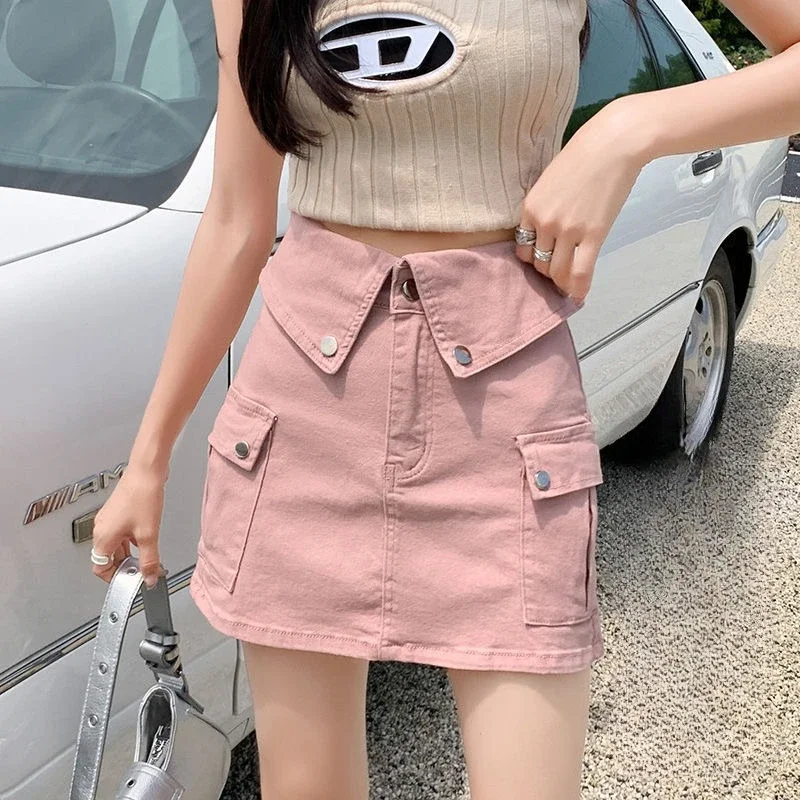 Korean Style High Waist Cotton Cowboy Skirt Solid Color A-Line Mini Summer Fashion Spicy Girl Short Skirt
Korean Style High Waist Cotton Cowboy Skirt Solid Color A-Line Mini Summer Fashion Spicy Girl Short Skirt