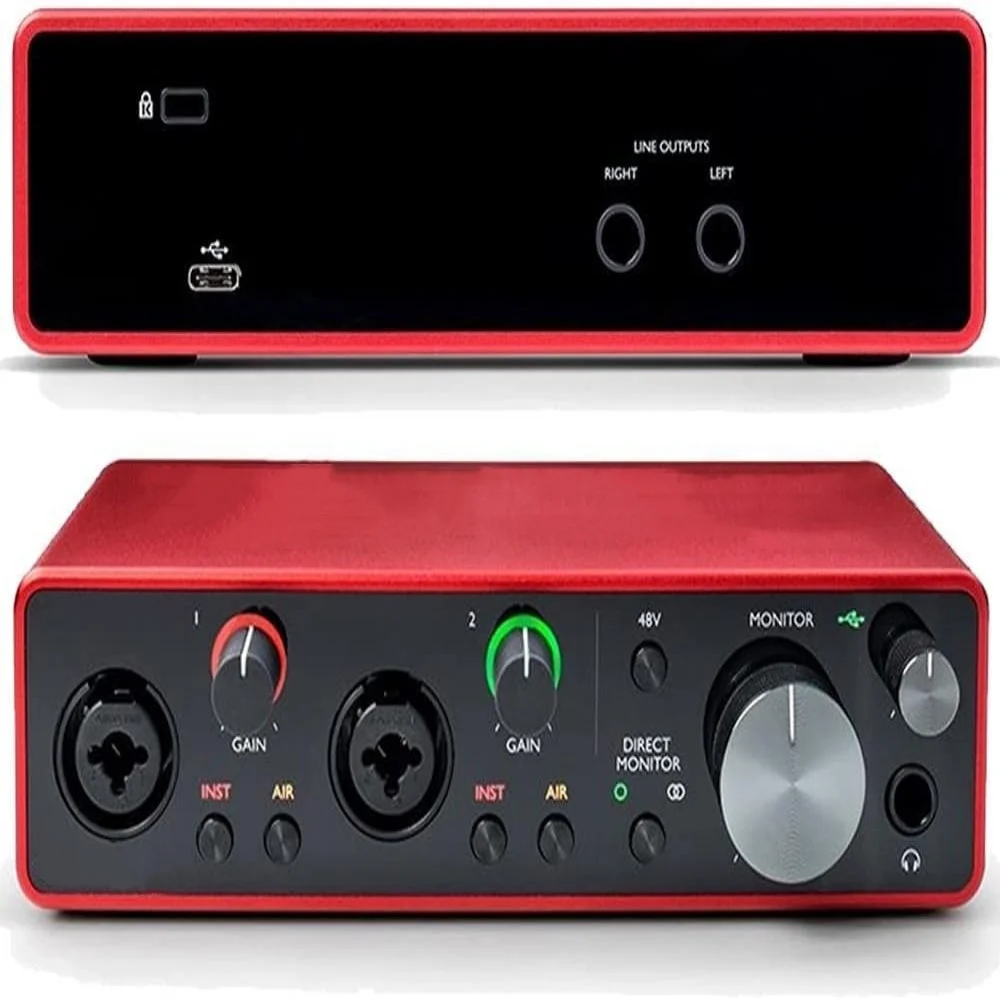 2I2 Professional Audio Interface External USB Sound Card Audio Headphone Amplifier Microphone Preamplifier 
2I2 Professional Audio Interface External USB Sound Card Audio Headphone Amplifier Microphone Preamplifier