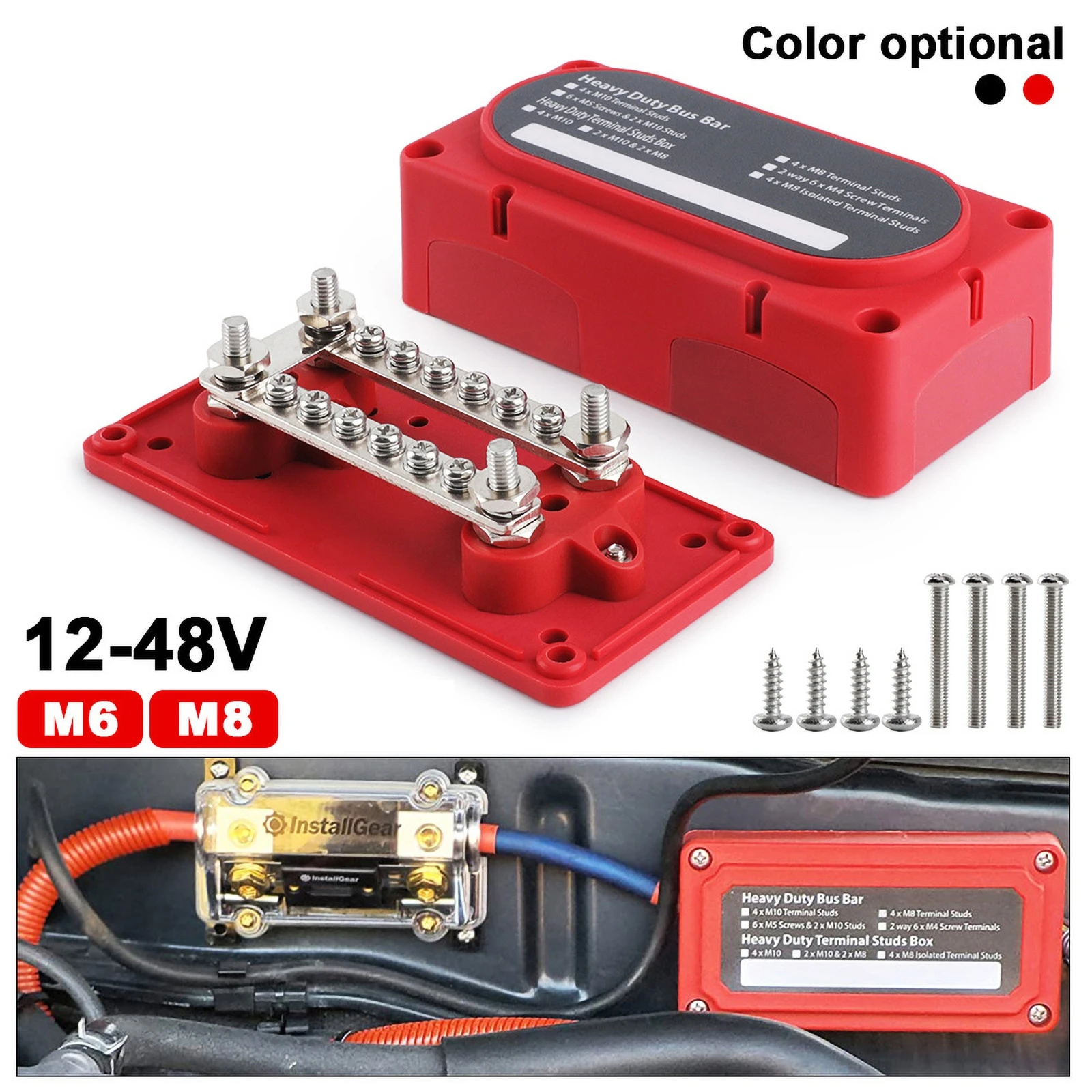 Distribution Terminal Block Copper Electric Bus Bar 48V 300A Heavy Duty Busbar Power With M6 /M8 Terminal Studs For Car Boat
Distribution Terminal Block Copper Electric Bus Bar 48V 300A Heavy Duty Busbar Power With M6 /M8 Terminal Studs For Car Boat