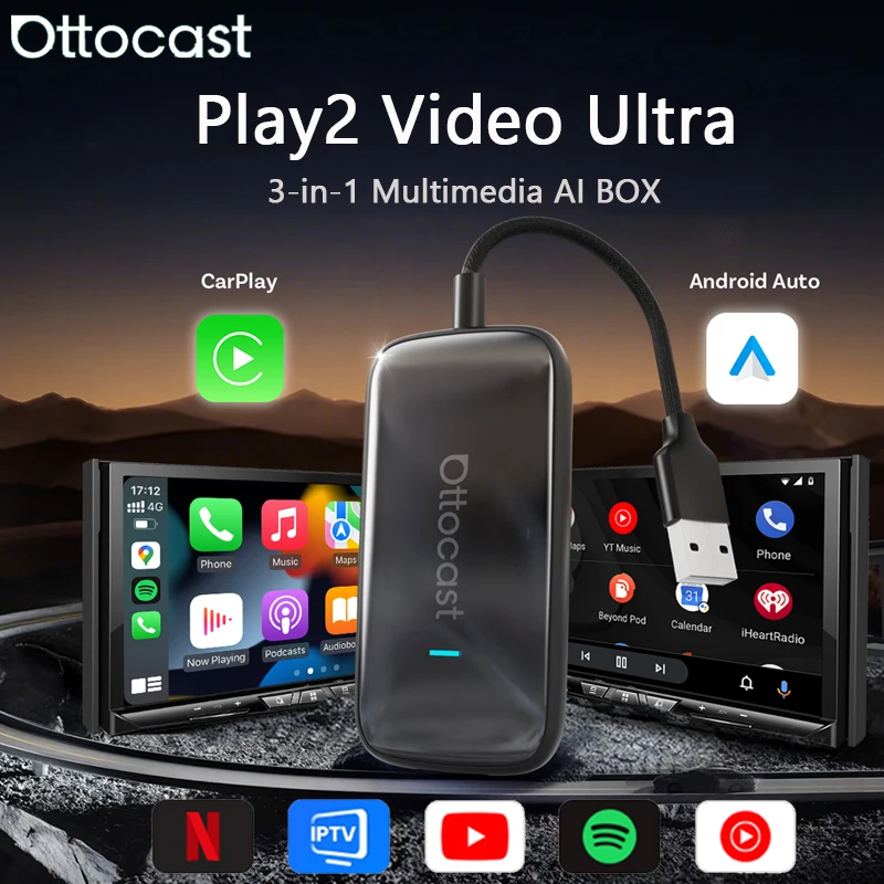 OTTOCAST Play2Video Ultra Carplay Ai Box Wireless Android Auto Adapter Built in Youtube Netflix For VW Benz Ford 99% of Cars
OTTOCAST Play2Video Ultra Carplay Ai Box Wireless Android Auto Adapter Built in Youtube Netflix For VW Benz Ford 99% of Cars
