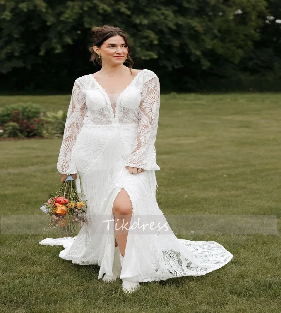Rustic Bohemian Fringe Wedding Dress 2025 V Neck Long Sleeve Crochet Lace Boho Bride Dress Gypsy Country Celtic BrideCustomized
Rustic Bohemian Fringe Wedding Dress 2025 V Neck Long Sleeve Crochet Lace Boho Bride Dress Gypsy Country Celtic BrideCustomized
