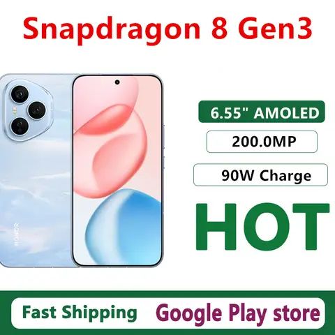 Original Honor 400 Pro Mobile Phone Snapdragon 8 Gen 3 OTA 6.55" AMOLED 120HZ 200.0MP Camera 90W Charge 7200mAh Battery GPS