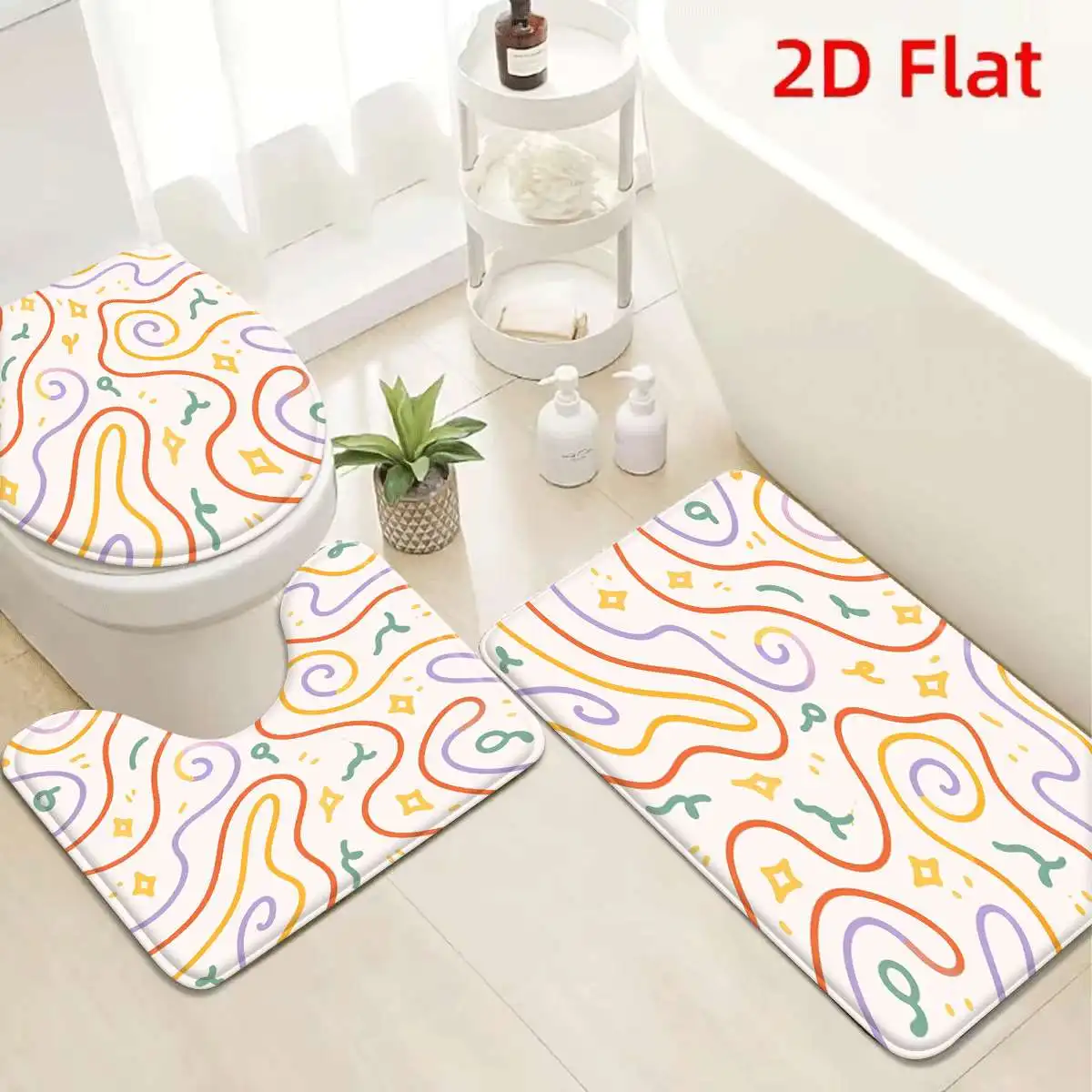 3Pcs White Swirls Pattern Bath Mat Non Slip Absorbent Toilet Rug with Lid Cover for Bathroom Washable Flannel Base
3Pcs White Swirls Pattern Bath Mat Non Slip Absorbent Toilet Rug with Lid Cover for Bathroom Washable Flannel Base