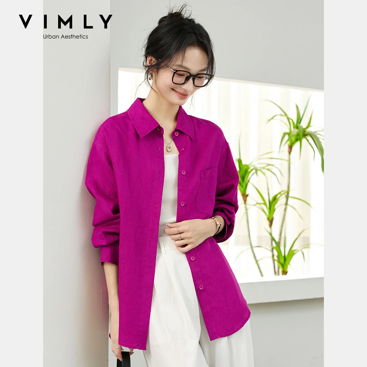 VIMLY Linen Shirt Women's 2025 Autumn Long Sleeve Top Elegant Polo Neck Button-up Pockets Woman Blouses Camiseta Mujer A2050
VIMLY Linen Shirt Women's 2025 Autumn Long Sleeve Top Elegant Polo Neck Button-up Pockets Woman Blouses Camiseta Mujer A2050