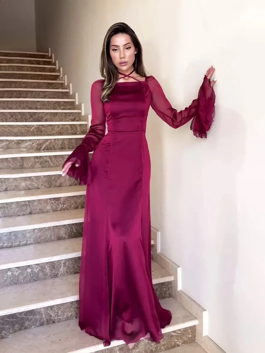 2025 Spring New Women's Dresses Elegant Gentle Style Chiffon Maxi Dress Ruffle Long Sleeve Slimming Party Evening Dresses Femme
2025 Spring New Women's Dresses Elegant Gentle Style Chiffon Maxi Dress Ruffle Long Sleeve Slimming Party Evening Dresses Femme