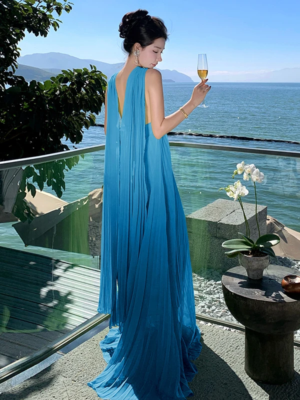 Summer Beautiful Blue Sash Pleated Skirt Maxi Dress Beach Vacation Photohoot Pleated Beach Skirt City Commute A-Line Dress
Summer Beautiful Blue Sash Pleated Skirt Maxi Dress Beach Vacation Photohoot Pleated Beach Skirt City Commute A-Line Dress