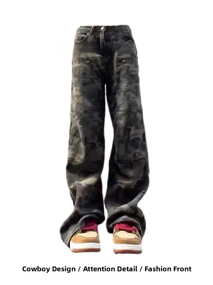 American Sle Retro Camouflage Workwear Jeans Women's High Waist Slimming Military een Wide Leg Casual Pants
American Sle Retro Camouflage Workwear Jeans Women's High Waist Slimming Military een Wide Leg Casual Pants