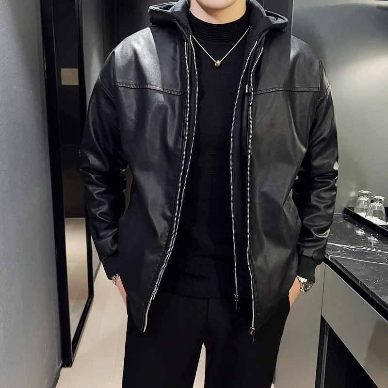 Autumn New Zipper Stand Windproof Leather Coat Mens Clothing Mens Motorcycle Leather Jacket Slim Fit Short-Coat Lapel PU Jackets
Autumn New Zipper Stand Windproof Leather Coat Mens Clothing Mens Motorcycle Leather Jacket Slim Fit Short-Coat Lapel PU Jackets