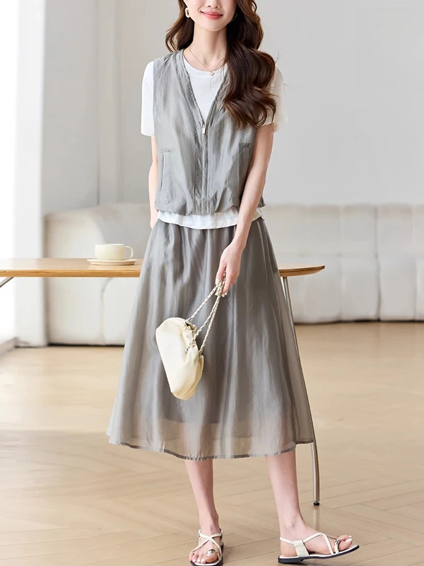 Summer 2026 New Fashionable Ladies' Set Casual Age-defying Elegant High-waisted Midi Skirt Two-piece Set Commute Style
Summer 2026 New Fashionable Ladies' Set Casual Age-defying Elegant High-waisted Midi Skirt Two-piece Set Commute Style