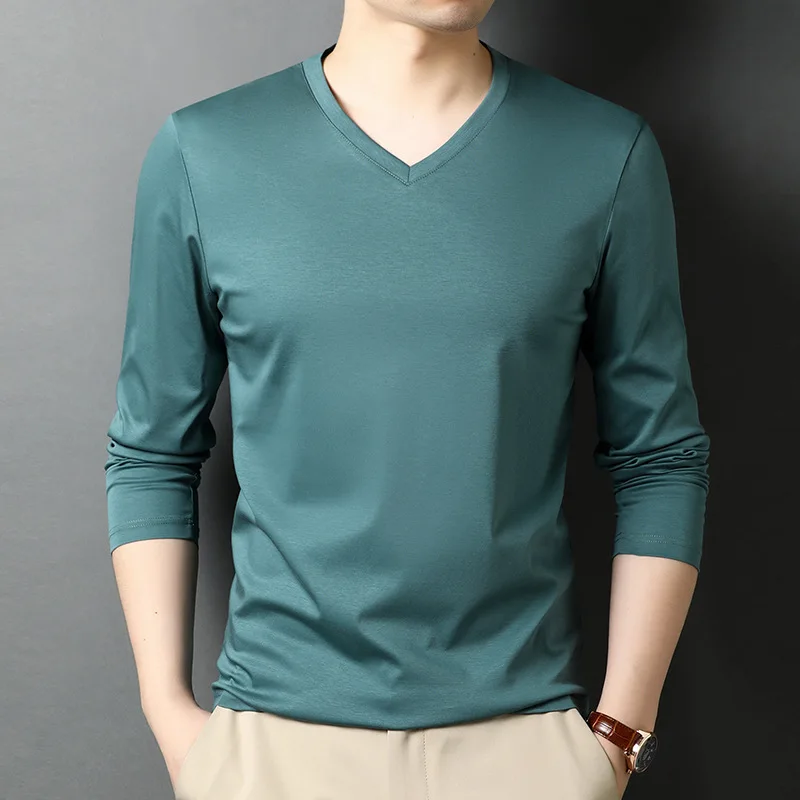 100% Mercerized Cotton T Shirt For Men Long Sleeve V Neck For Winter Brand Classic Jersey Tshirt High Quality Mens Tee Shirts
100% Mercerized Cotton T Shirt For Men Long Sleeve V Neck For Winter Brand Classic Jersey Tshirt High Quality Mens Tee Shirts