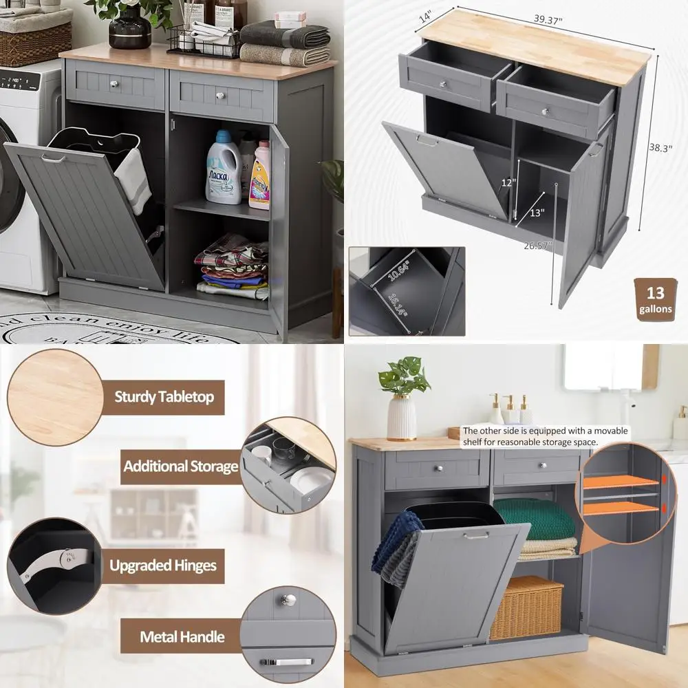 Freestanding Tilt-Out Trash Can Cabinet with Recycling and Hideaway Drawers, Pet-Proof Kitchen Waste Storage Solution
Freestanding Tilt-Out Trash Can Cabinet with Recycling and Hideaway Drawers, Pet-Proof Kitchen Waste Storage Solution