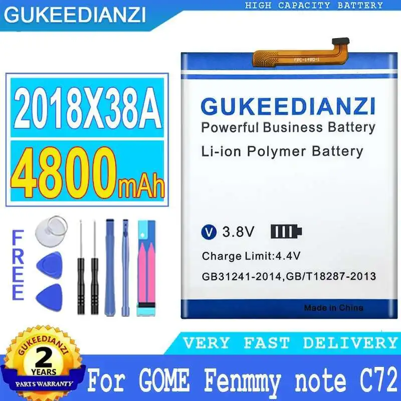 4800mAh 2018X38A Mobile Phone Battery For Gome Fenmmy Note C72 Reliable Replacement Stable
4800mAh 2018X38A Mobile Phone Battery For Gome Fenmmy Note C72 Reliable Replacement Stable