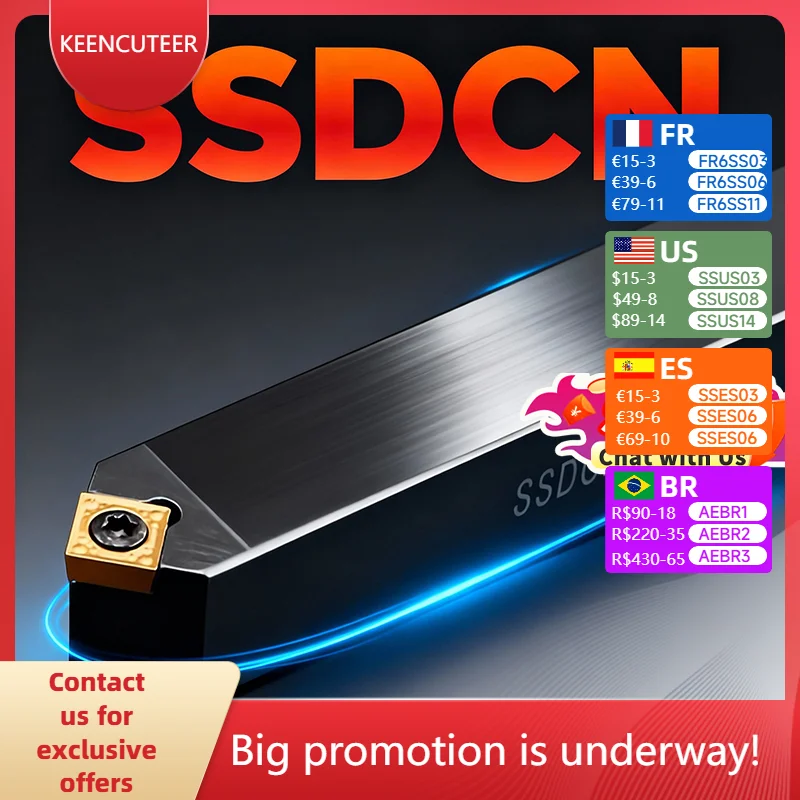 SSDCN External Turning Tool Holder SSDCN1212H09 SSDCN2020K09 SSDCN2525M12 Carbide Inserts SCMT09/12 Lathe CNC Cutting Tools
SSDCN External Turning Tool Holder SSDCN1212H09 SSDCN2020K09 SSDCN2525M12 Carbide Inserts SCMT09/12 Lathe CNC Cutting Tools