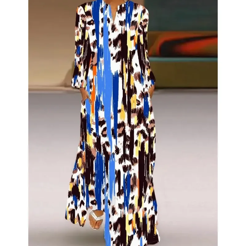 Elegant women's long sleeved V-neck dress with leopard print pattern high street style and high-end feel women's new style dress
Elegant women's long sleeved V-neck dress with leopard print pattern high street style and high-end feel women's new style dress