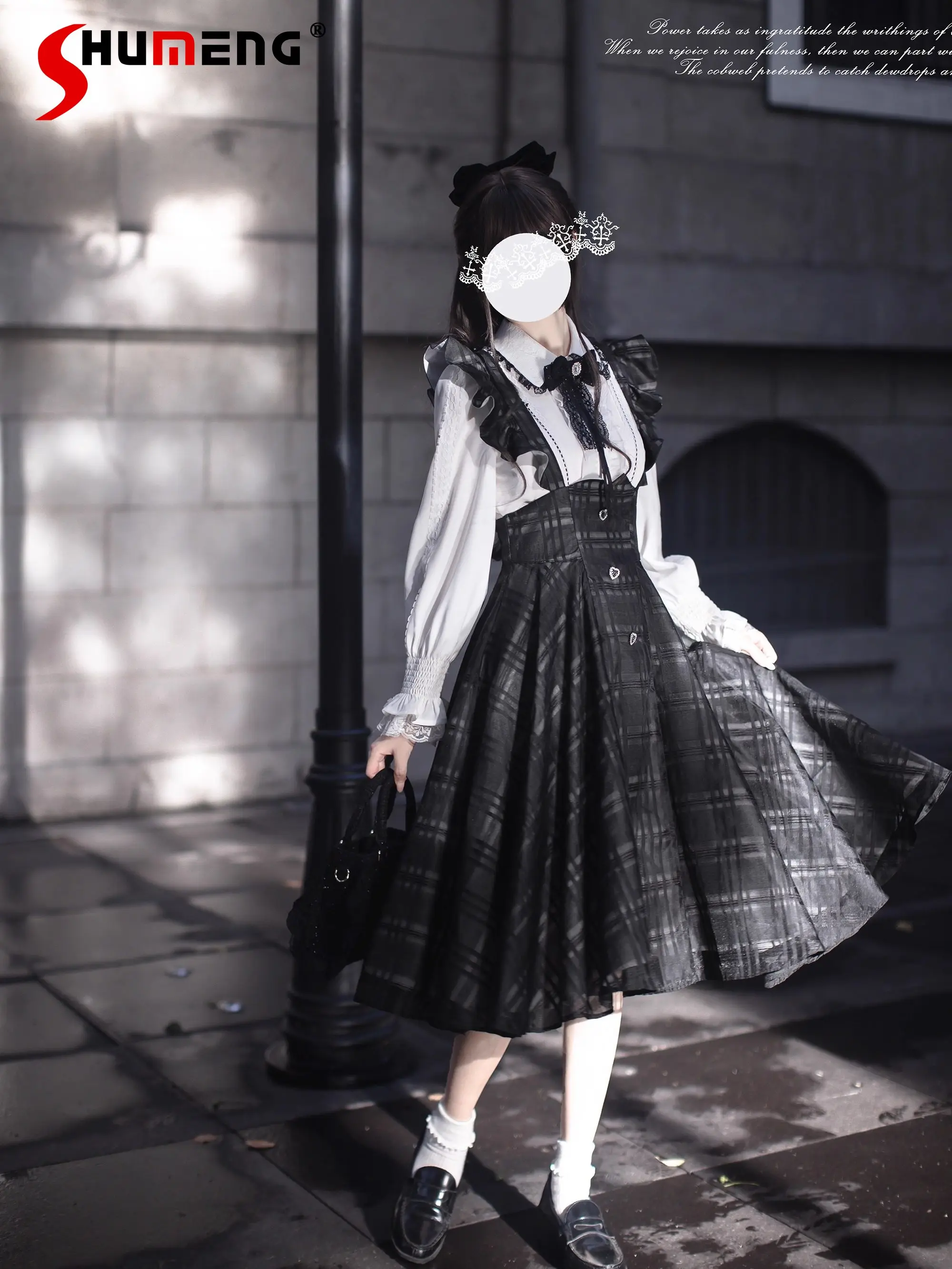 Original Japanese Mines Style Elegant Sweet Girl’s JK Set Lace Doll Collar Long Sleeve Shirt Strap Skirt Two-Piece Set for Women
Original Japanese Mines Style Elegant Sweet Girl’s JK Set Lace Doll Collar Long Sleeve Shirt Strap Skirt Two-Piece Set for Women