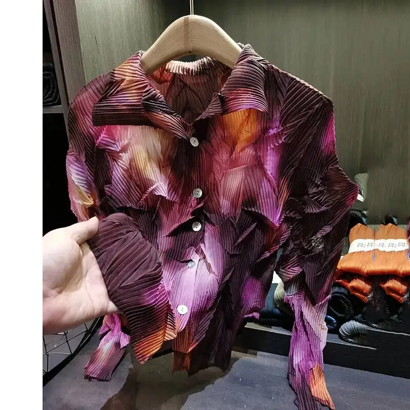 Shirt Women's Pleated Single-Breasted Lapel Gradient Color Printed Top Chic New Fashion Casual Long Sleeve Blouse WDPO
Shirt Women's Pleated Single-Breasted Lapel Gradient Color Printed Top Chic New Fashion Casual Long Sleeve Blouse WDPO