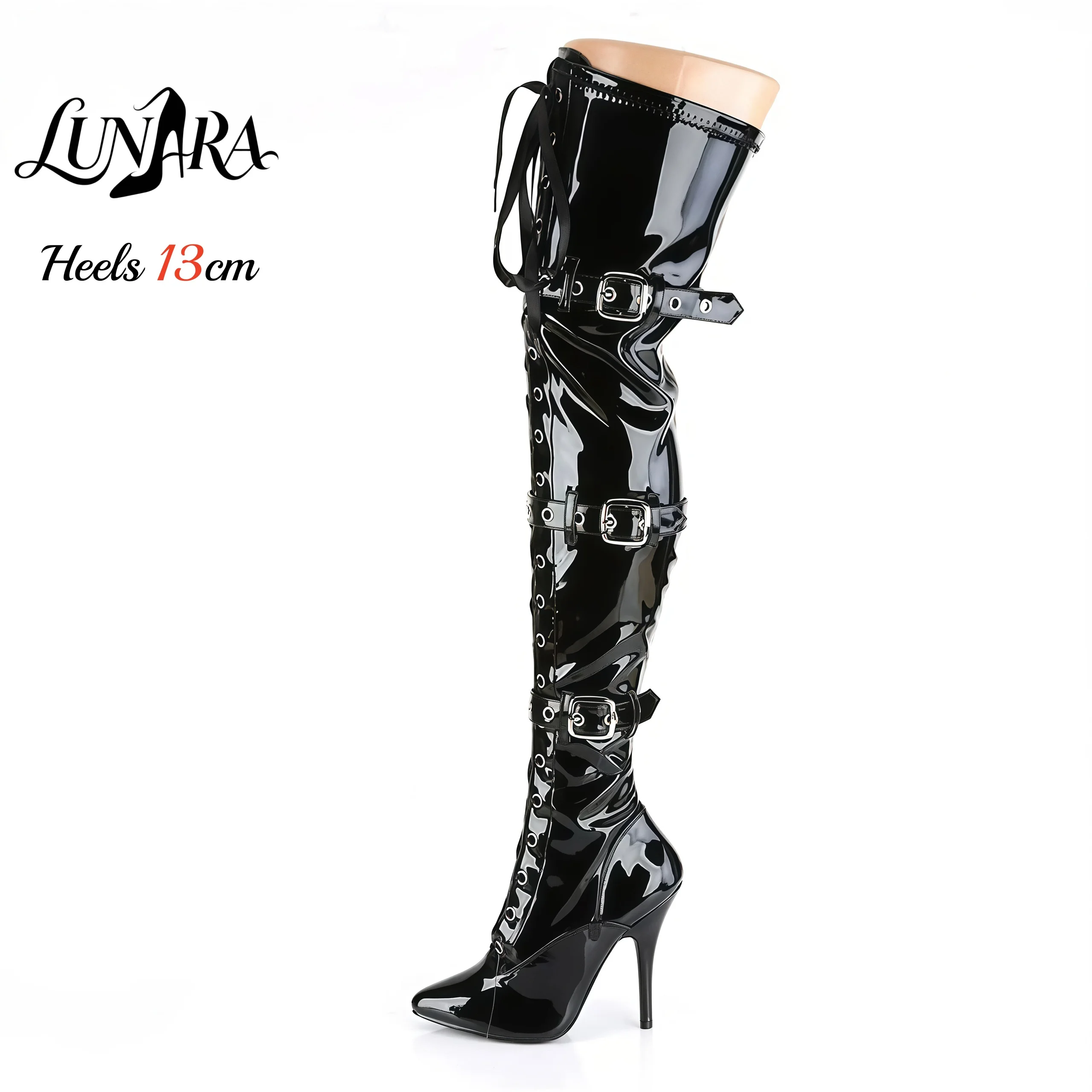 13cm/5Inch Black Patent Platform High Heel Thigh High Boots Lace-Up Buckle Zipper Non-slip Gothic Pole Dance Ladies Pointed Toe
13cm/5Inch Black Patent Platform High Heel Thigh High Boots Lace-Up Buckle Zipper Non-slip Gothic Pole Dance Ladies Pointed Toe