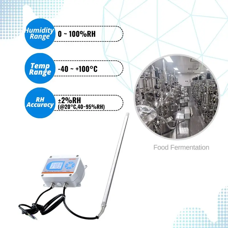 HG808-H 98%RH High Humidity Temperature And Humidity Transmitter Rs485 4-20mA 0-5V 0-10V With Display For Food Industry
HG808-H 98%RH High Humidity Temperature And Humidity Transmitter Rs485 4-20mA 0-5V 0-10V With Display For Food Industry