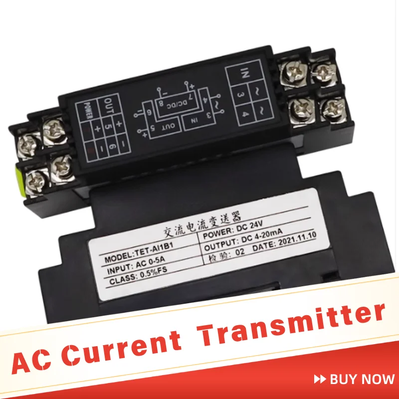 AC Current Transducer 0-5A to 4-20mA Output Voltage Sensor Transformer for Industrial Automation Power Monitoring
AC Current Transducer 0-5A to 4-20mA Output Voltage Sensor Transformer for Industrial Automation Power Monitoring