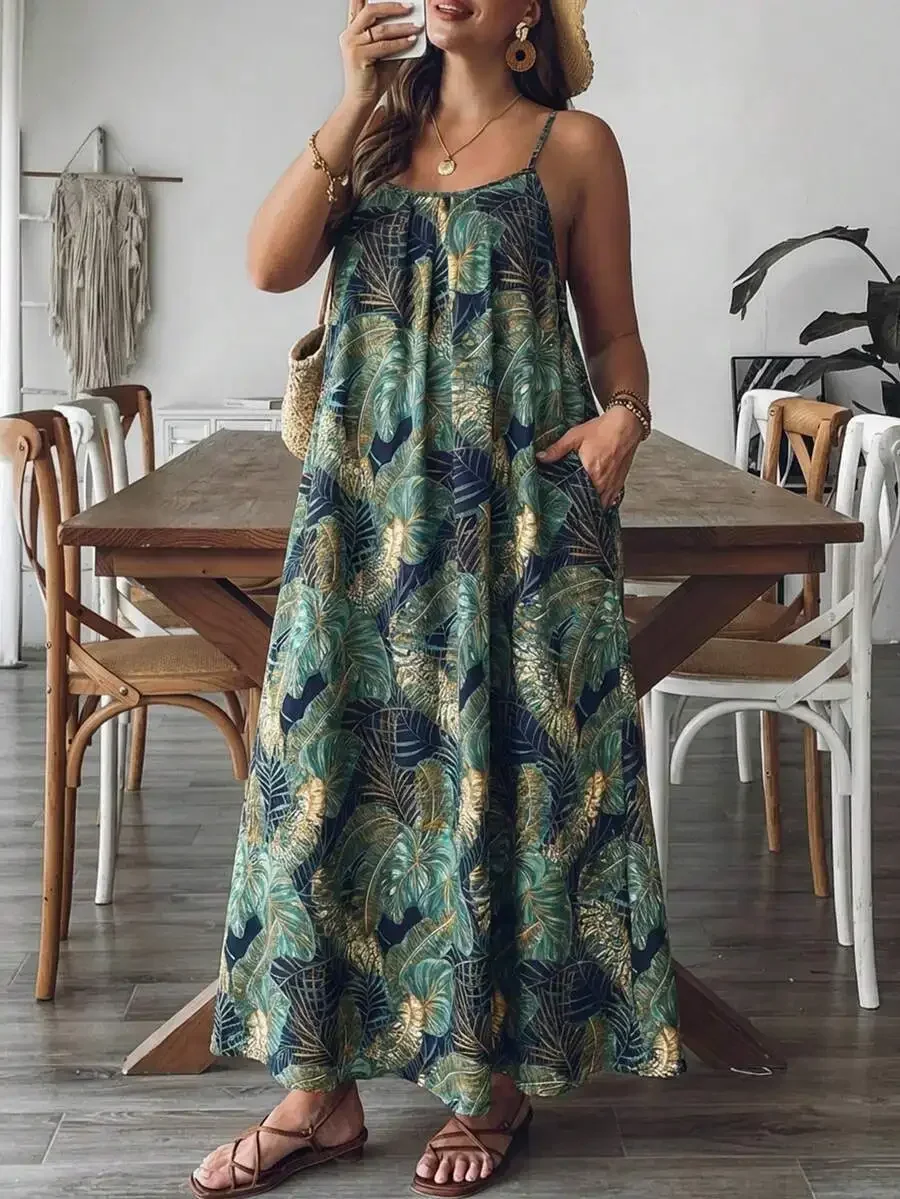 Women Tropical Leaf Print Loose Maxi Slip Dress Casual Bohemian Summer
Women Tropical Leaf Print Loose Maxi Slip Dress Casual Bohemian Summer