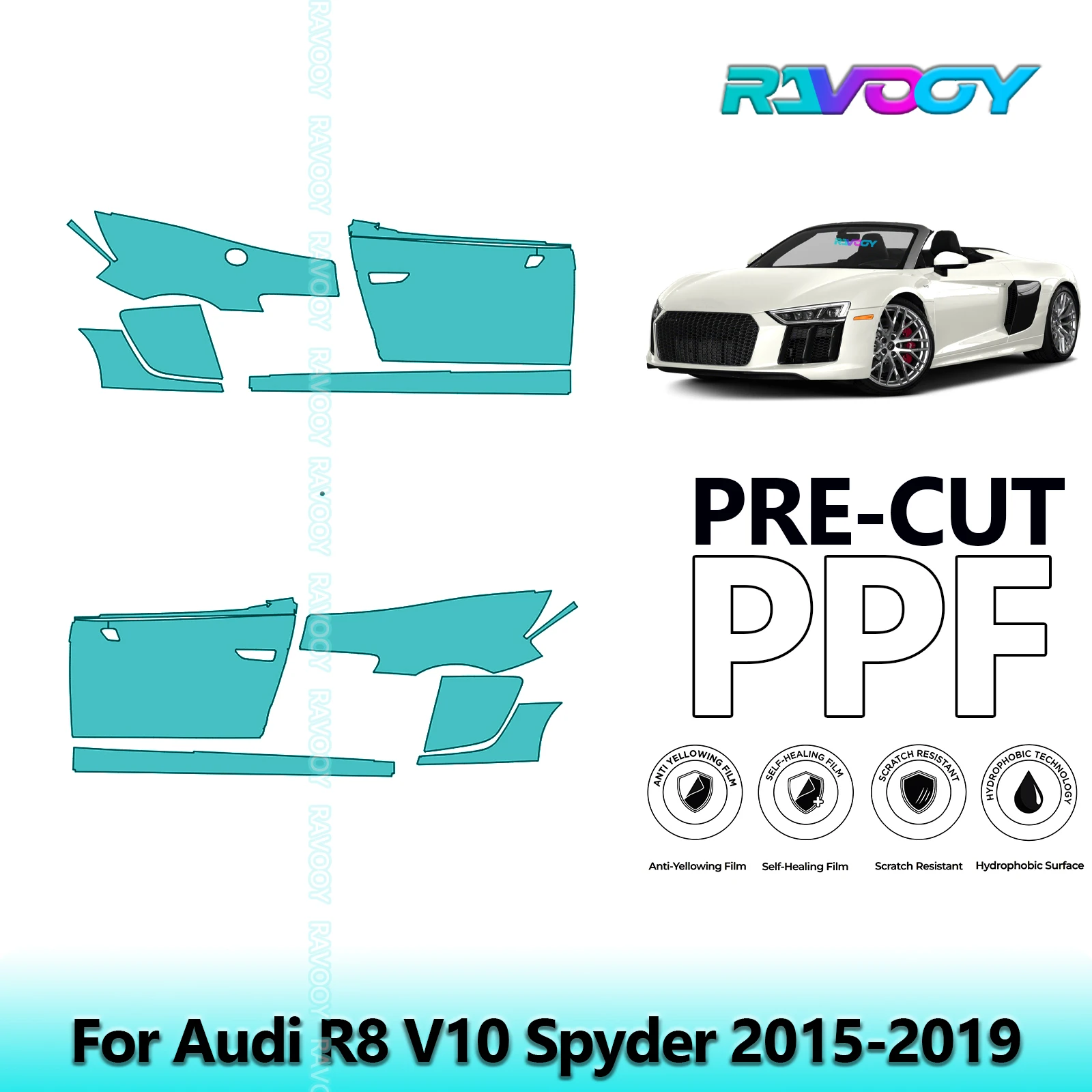 For Audi R8 V10 Spyder 2015-2019 8.5mil Clear Matte Pre-Cut PPF Door & A/B Pillar Kit TPU Paint Protection Film Set
For Audi R8 V10 Spyder 2015-2019 8.5mil Clear Matte Pre-Cut PPF Door & A/B Pillar Kit TPU Paint Protection Film Set