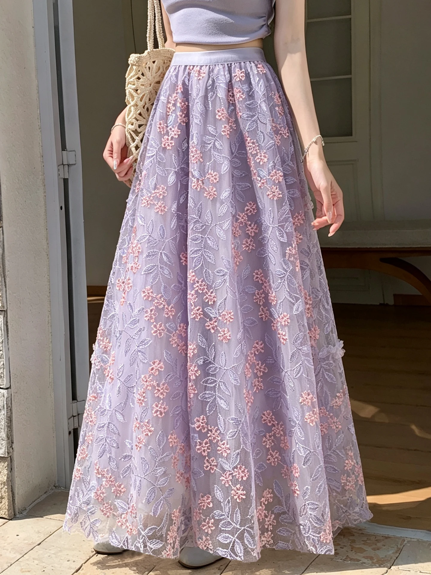 Elegant High Waist A-Line Long Skirt Women's Summer 2026 New Style Embroidered Net Gauze Full Skirt Korean Style Casual Wear
Elegant High Waist A-Line Long Skirt Women's Summer 2026 New Style Embroidered Net Gauze Full Skirt Korean Style Casual Wear
