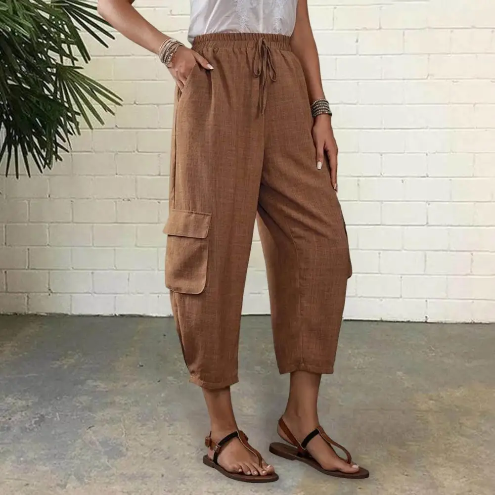 Drawstring Waist Trousers Casual Women's Harem Pants Elastic Waist Four Pockets Solid Color for Gym Travel Summer Comfort Women
Drawstring Waist Trousers Casual Women's Harem Pants Elastic Waist Four Pockets Solid Color for Gym Travel Summer Comfort Women