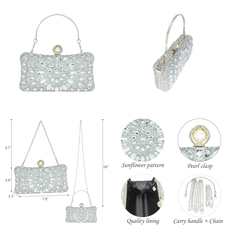 MAIRLOM Rhinestone Clutch Purses for Women Evening Wedding Formal - Pearl Clasp Handbag Crystal Gemstone Bag for Party Prom
MAIRLOM Rhinestone Clutch Purses for Women Evening Wedding Formal - Pearl Clasp Handbag Crystal Gemstone Bag for Party Prom