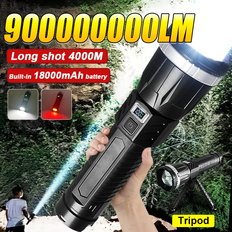 Сверхмощный фонарь Lighting 4000M со встроенным аккумулятором 18000 мАч, перезаряжаемый светодиодный тактический фонарь для кемпинга, COB-фонарь
Сверхмощный фонарь Lighting 4000M со встроенным аккумулятором 18000 мАч, перезаряжаемый светодиодный тактический фонарь для кемпинга, COB-фонарь