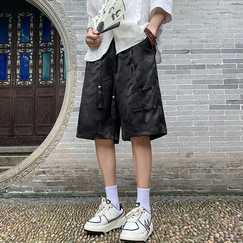 Summer Men's Butterfly Jacquard Shorts Retro Chinese Style Button Design Tassel Elastic Waist Straight Leg Loose Shorts
Summer Men's Butterfly Jacquard Shorts Retro Chinese Style Button Design Tassel Elastic Waist Straight Leg Loose Shorts