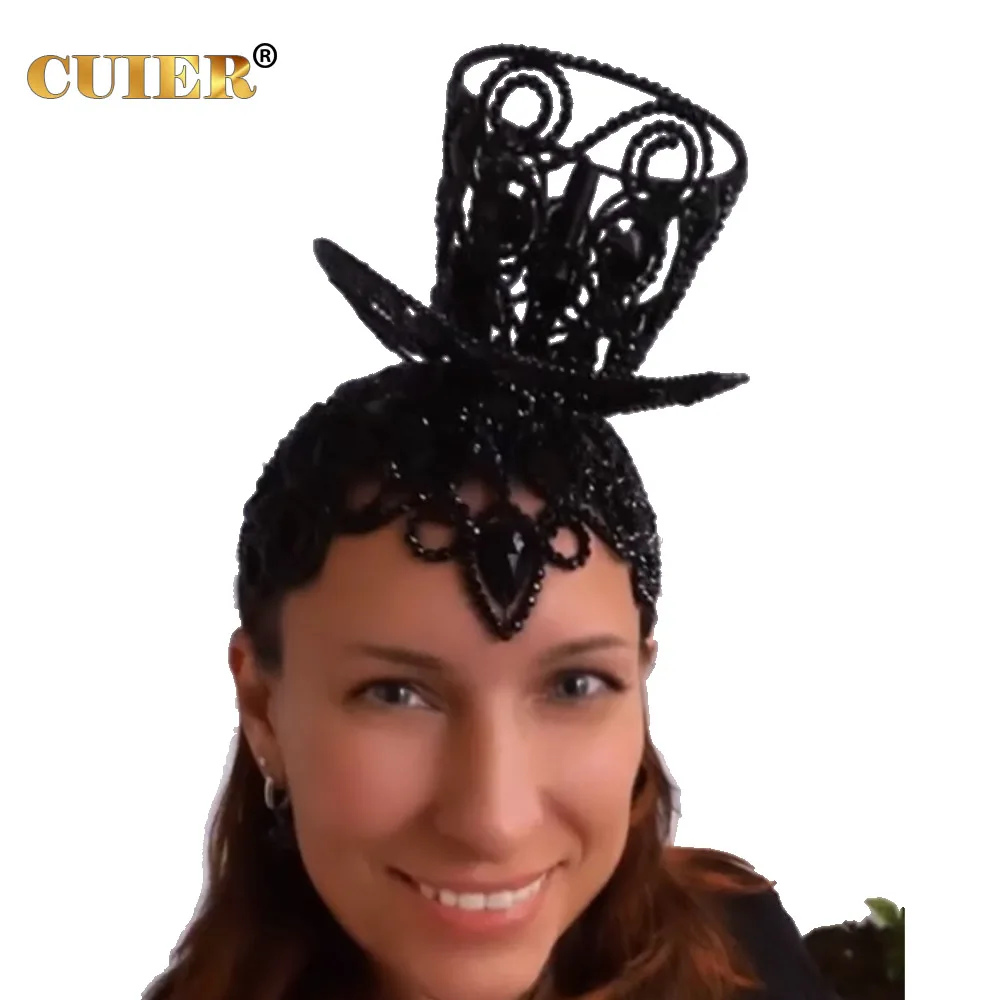 CUIER Rhinestone Top hat for Women Black color Head wear jewelry for Dance party festival headpiece
CUIER Rhinestone Top hat for Women Black color Head wear jewelry for Dance party festival headpiece
