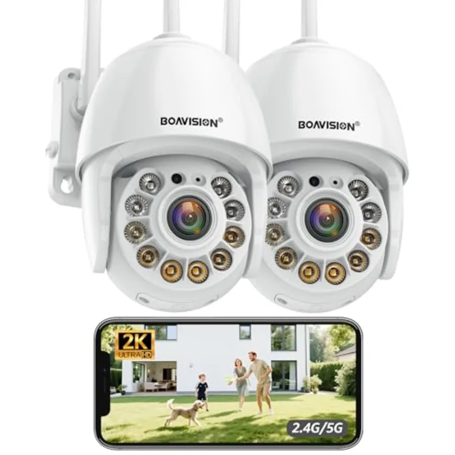 Outdoor security camera system: 2K wireless WiFi IP cameras with 360 view, AI human tracking, two-way talk, pan-tilt, full-colo
Outdoor security camera system: 2K wireless WiFi IP cameras with 360 view, AI human tracking, two-way talk, pan-tilt, full-colo