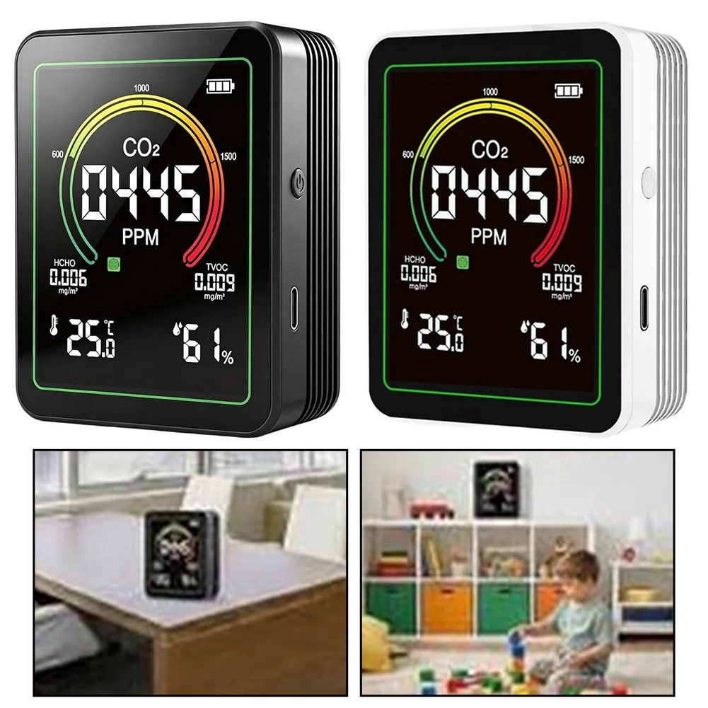5in1 Portable Air Quality Monitor Indoor Temp&Hygrometer Tester For Home Office 3-Color Visualization System
5in1 Portable Air Quality Monitor Indoor Temp&Hygrometer Tester For Home Office 3-Color Visualization System