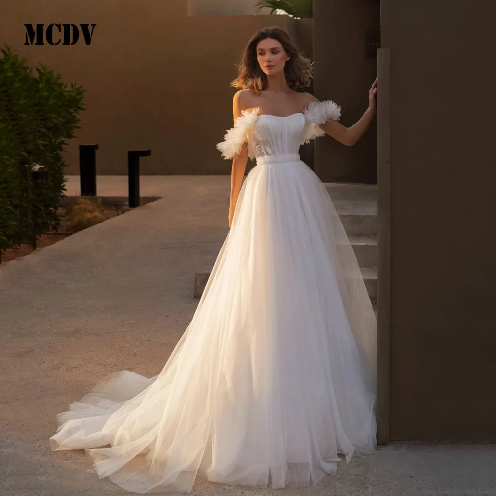 MCDV Flowers Wedding Dresses Tulle Strapless Off Shoulder Bridal Dress 2025 A-Line Wedding Gown Robe De Mairee Customized
MCDV Flowers Wedding Dresses Tulle Strapless Off Shoulder Bridal Dress 2025 A-Line Wedding Gown Robe De Mairee Customized